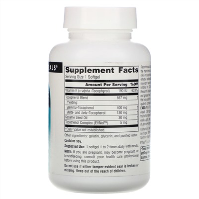 Source Naturals, комплекс Gamma E 400 с токотриенолами, 400 мг, 60 мягких таблеток