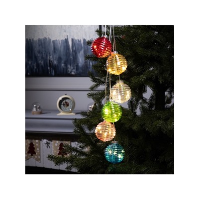 Гирлянда «Нить-гроздь» 60 см, нить прозрачная, «Красочные шары», 30 LED, 4.5 В, батарейки ААх3 (нет в комплекте), свечение тёплое белое