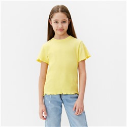 Футболка для девочки однотонная MINAKU: Basic line, жёлтая, рост 146 см