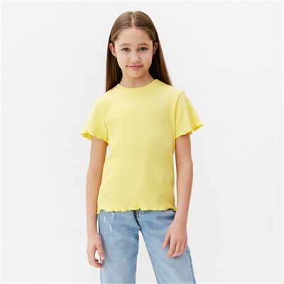 Футболка для девочки однотонная MINAKU: Basic line, жёлтая, рост 146 см