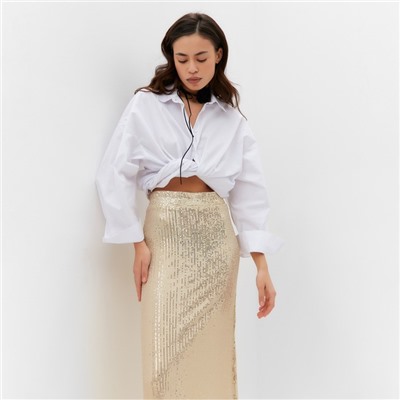 Юбка макси из пайеток женская MIST, размер 46, золотая