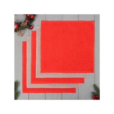 Набор махровых полотенец «Этель. Звериная ёлка», 30×30 см - 5 шт., хлопок 100%