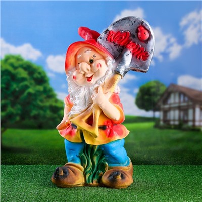 Садовая фигура из гипса «Гном с лопатой ВЕЛКОМ», 70×31×38 см, МИКС