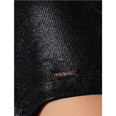 Футболка облегающая из хлопка в рубчик с V вырезом и матовым покрытием металлик