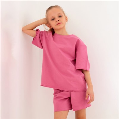 Костюм детский (футболка, шорты) MINAKU: Casual Collection, пудровый, рост 110 см