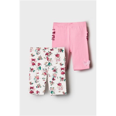 Брюки детские трикотажные для девочек (легинсы укороченные), 2 пары в комплекте PLAYTODAY, 1240078
