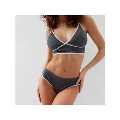 Комплект нижнего белья женский (топ, трусы) Collorista, тёмно-серый, размер 46-48