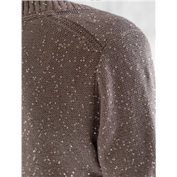 Джемпер с V вырезом и коротким рукавом из хлопковой пряжи с пайетками