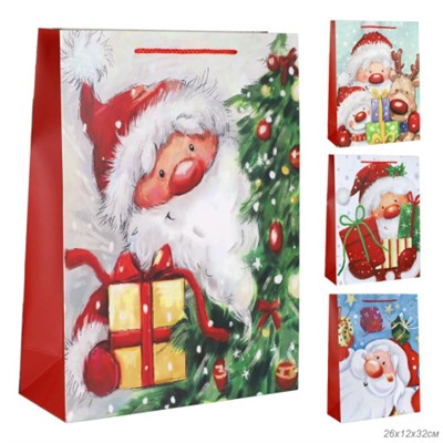 Пакет подарочный 26х32х12см Новый год / 5482L /уп 12/384/210 г