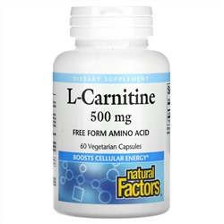 Natural Factors, L-Carnitine, 500 mg, 60 Vegetarian Capsules