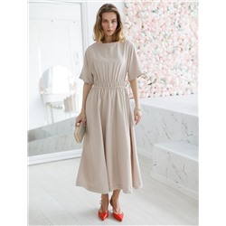 Платье из плотного лиоцелла с поясом на резинке