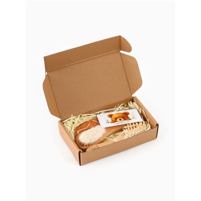 Расческа детская, деревянная с натуральной щетиной, гребень, массажная, набор 3 шт., M&B