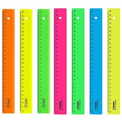 Линейка пластиковая 25 см неоновые цвета, ассорти ЛН21 Стамм