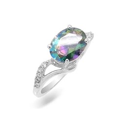 Кольцо из серебра мистик кварц, Аделаида