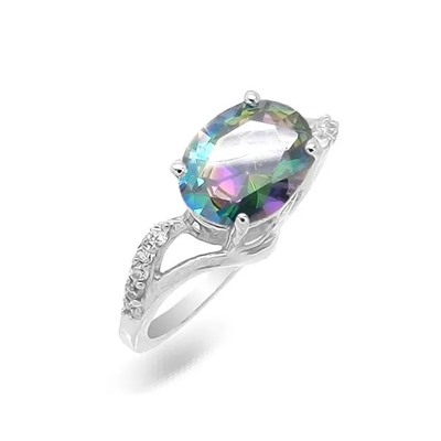 Кольцо из серебра мистик кварц, Аделаида