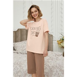 Комплект женский футболка, брюки укороченные (бриджи) Mia Cara AW21WJ343 Morning Coffee