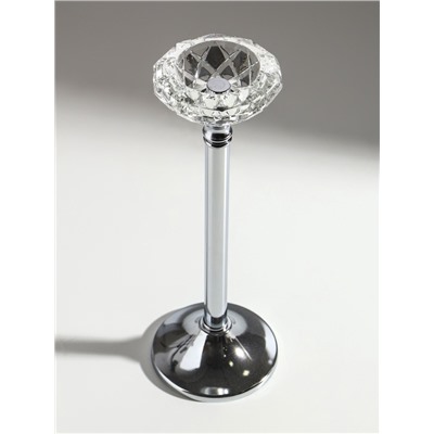 Подсвечник на 1 свечу «Кристальная чаша», d=5 см, под серебро, 9×9×27 см