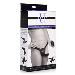 Черный вибрострапон Double Take 10X Double Penetration Vibrating Strap-on Harness