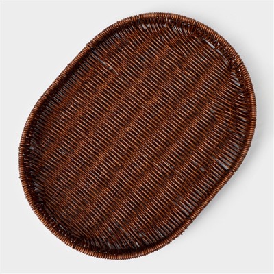 Корзинка для фруктов и хлеба Доляна «Огайо», 41×31×5 см, пластик, плетёная, овальная, коричневая