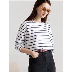 Лонгслив в полоску из премиального хлопка с эластаном