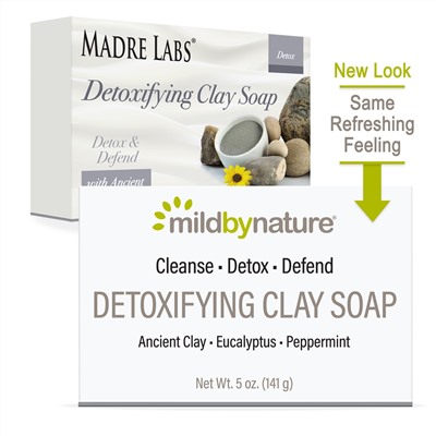 Mild By Nature, очищающее кусковое мыло с глиной, с ароматом эвкалипта и перечной мяты, с ископаемой глиной, 141 г (5 унций)