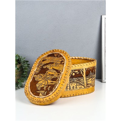 Хлебница-батонница с крышкой «Сказка», 26×17×15 см, береста