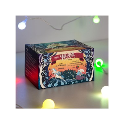 Гирлянда «Нить» 5 м с насадками «Шарики белые», IP20, прозрачная нить, 20 LED, свечение мульти (RG/RB), мигание, 220 В