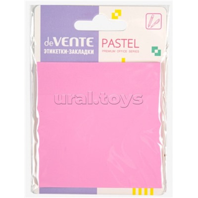 Самоклеящиеся этикетки-закладки "Pastel" пластиковые полупрозрачные, 76x76 мм, 50 листов, розовые