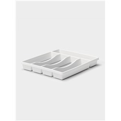 Лоток для столовых приборов Griten, с силиконовой вставкой, 5 отделений, 33.5×29.3×4.5 см, пластик, белый