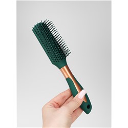 Расчёска массажная, прорезиненная ручка, 5×24(±1) см, цвет зелёный, золотистый