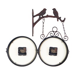 Часы настенные интерьерные «Птички», двусторонние, на подвесе, бесшумные, плавный ход, 24×40 см, циферблат d=17 см