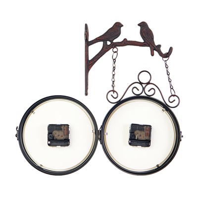 Часы настенные интерьерные «Птички», двусторонние, на подвесе, бесшумные, плавный ход, 24×40 см, циферблат d=17 см