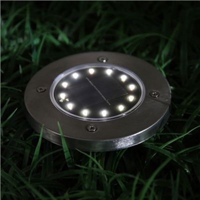 Садовый светильник, уличный, на солнечной батарее, 12 LED, свечение тёплое белое