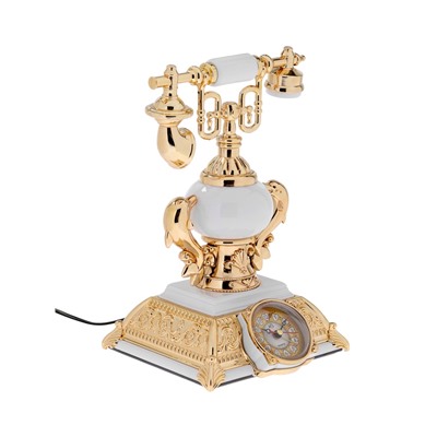 УЦЕНКА Часы - светильник «Ретро - телефон», белый, с будильником, 28.5×18×18 см