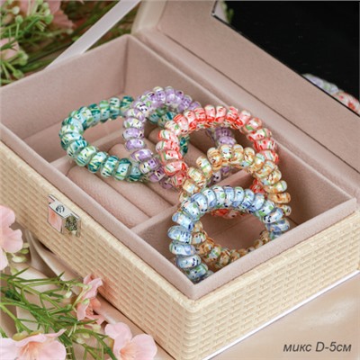 Резинка-пружинка для волос 50 см / QQ67-15 /уп 200/микс