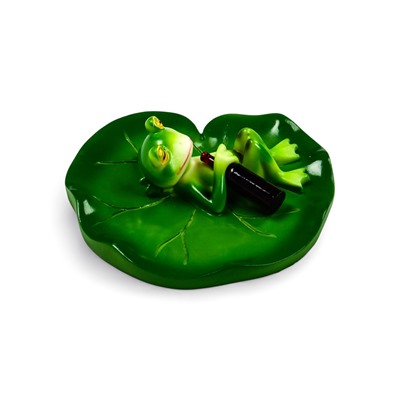 Садовая фигура из полистоуна «Лягушка на отдыхе», 10×11×6 см, плавающая