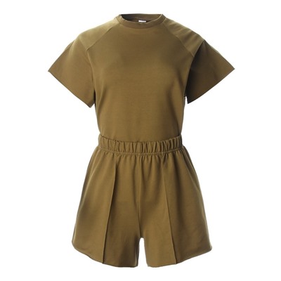 Костюм женский (майка, шорты) MINAKU: Casual Collection, хаки, размер 42