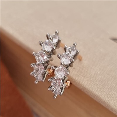 Серьги дорожка ювелирная бижутерия коллекция "Дубай", покрытие позолота, вставка: фианиты, цвет: прозрачный, арт.213.623