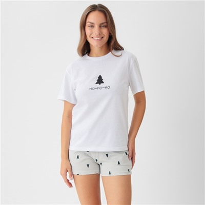 Пижама новогодняя женская (футболка, шорты) KAFTAN «Елки», размер 48-50