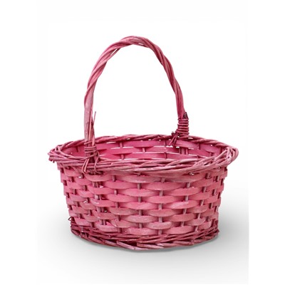Корзина плетёная для хранения, 28×20×11 см, ручка h=14 см, ива, розовая, Greengo