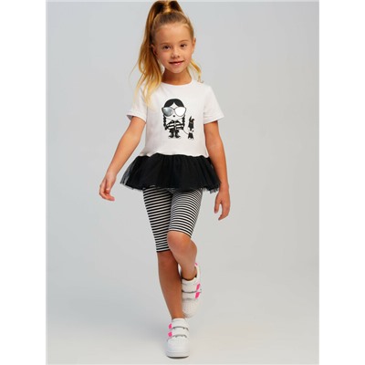 Комплект трикотажный для девочек: брюки (легинсы укороченные), фуфайка (футболка)