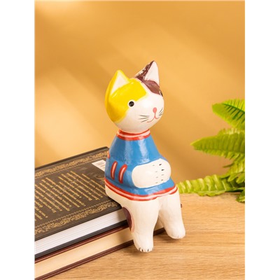 Сувенир «Котенок в кофте сидячий», 6×6×15 см, дерево
