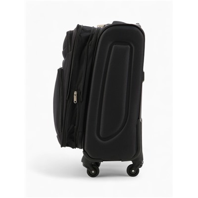 Чемодан на колёсах Royalbag маленький 46 л (S), на молнии, с увеличением, кодовый замок, 4 колеса, чёрный