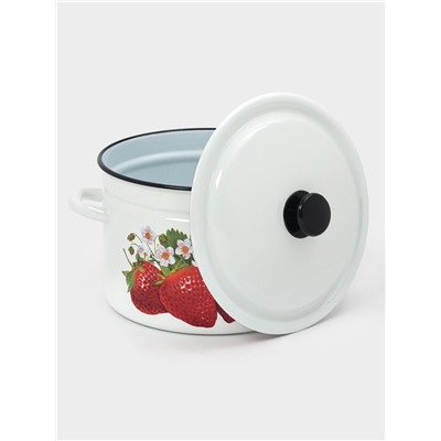 Кастрюля эмалированная, 8 л, d=26.5 см, с крышкой, цилиндрическая, белая