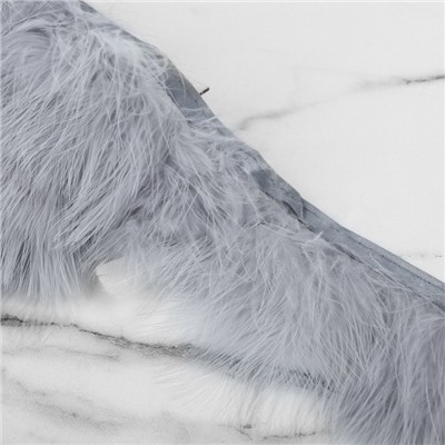 Перья марабу декоративные, на ленте, 8-10 см, 5±0.5 м, серые