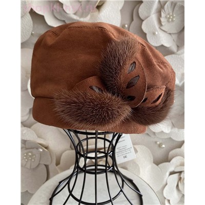 Елена замша мех.норка Берет женский флис (56-58)