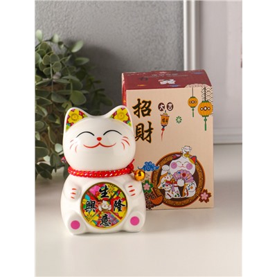 Копилка для денег «Кот Манэки-нэко с счастливый барабан», керамика, 7.8×7.5×12.5 см