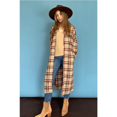 Рубашка удлиненная  AUTUMN046/02/Бежевый, коричневый