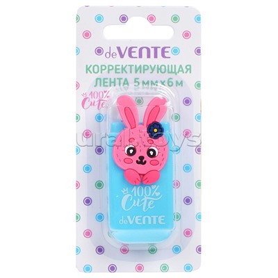 Корректирующая лента "Cute. Rabbit" 5 ммx06 м, голубой непрозрачный корпус, фронтальный аппликатор, в картонном блистере