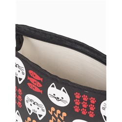 Косметичка на молнии, треугольная, средняя, с принтом, чёрная